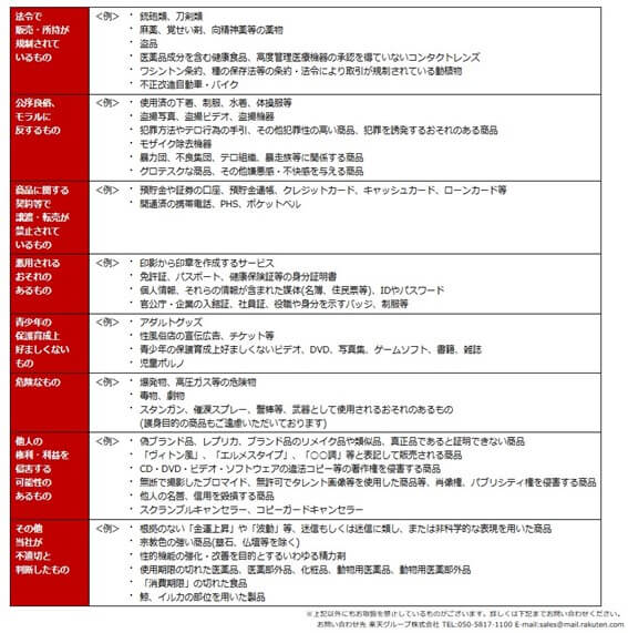 取り扱い禁止商品を販売しない  